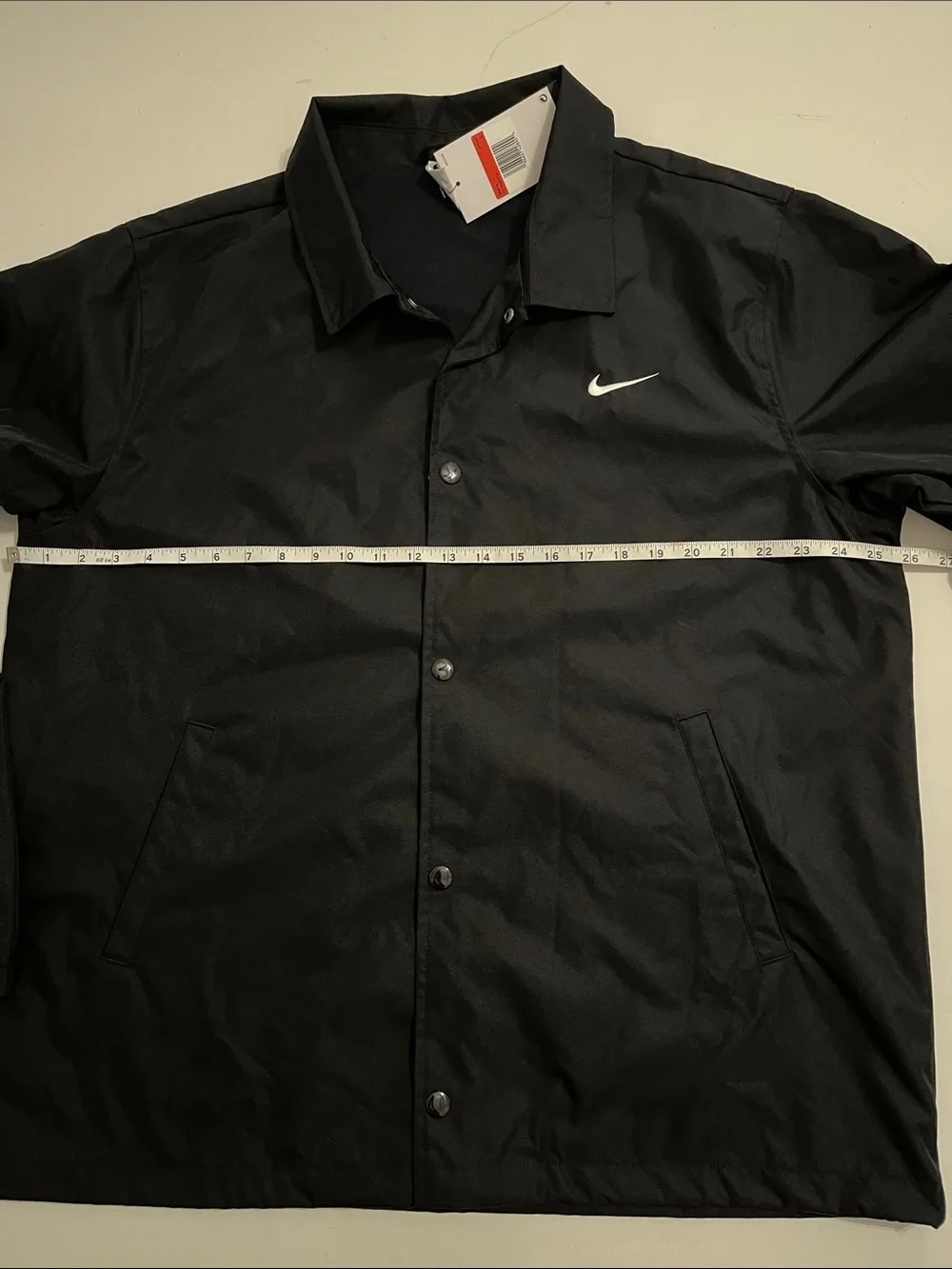 Nike Coaches Jacket Men's L Black Snap Button Up Wind Breaker FD7843 NWT
